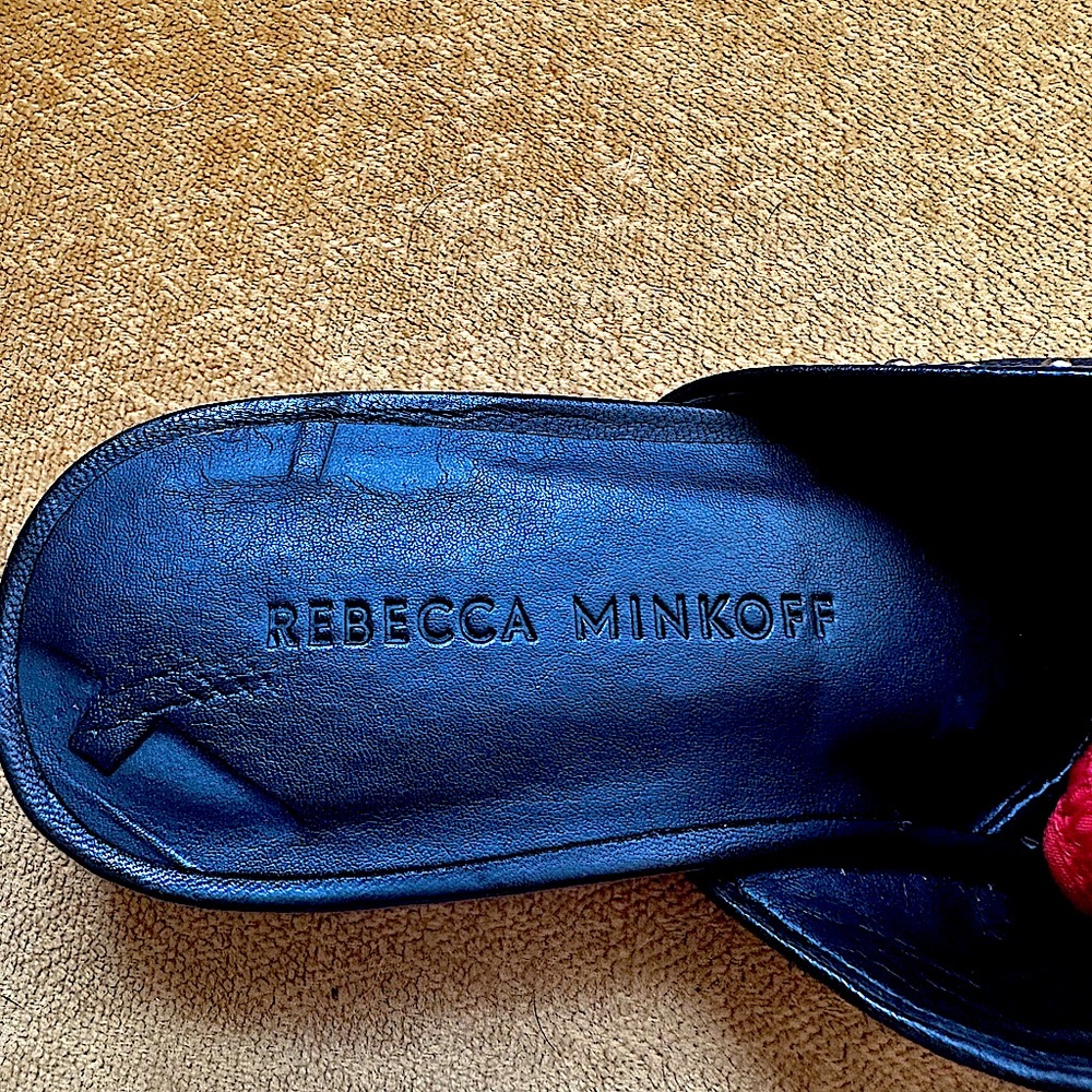 Rebecca Minkoff Chamille Studded Black Leather pointed Toe Slides Mules. 6.5 - Picture 4 of 7